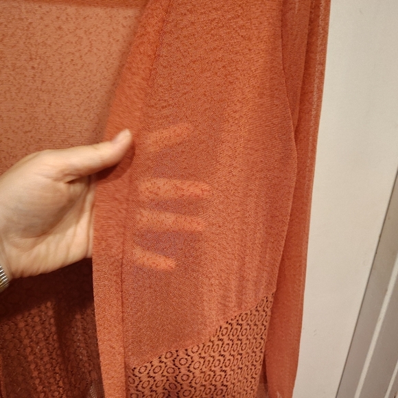 Ember Mauve Pink Mesh Lace Longline Kimono Duster Cardigan Sz M Fairy Grunge - Picture 3 of 7